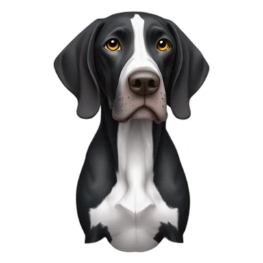 black german shorthair pointer, long snout, full black head, without white on the head, with white hair on the snout, black and white spotted body sticker