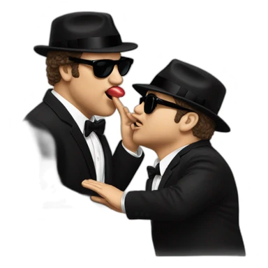The blues brothers giving kisses sticker