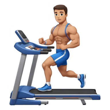 brunette male bodybuilder blue shorts treadmill sticker