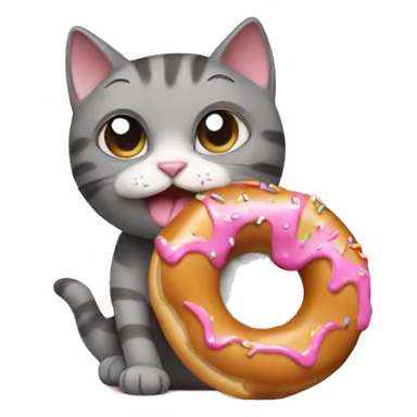 cat eating donut sticker
