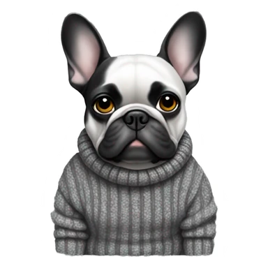 Dark Grey  black spots French  bulldog in sweater sticker