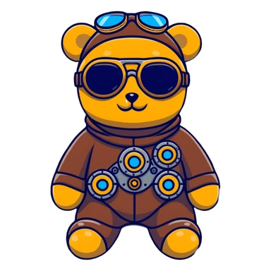 Steampunk teddy bear with goggles sticker