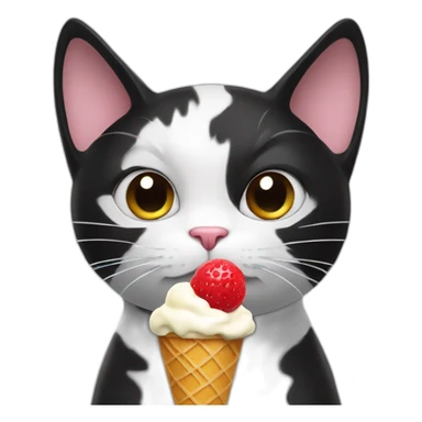 Black and white cat eating ice cream sticker