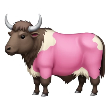A shaven yak. Viewed from the side, it should have large pink patches where its fur has been completely shaven. sticker
