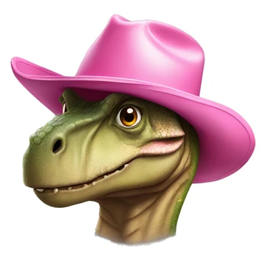 Dinosaur wearing pink cowboy hat sticker