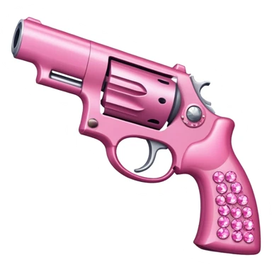 pink bedazzled gun pointed at the viewer sticker