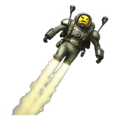 Fallout 3 character flying with a jetpack sticker
