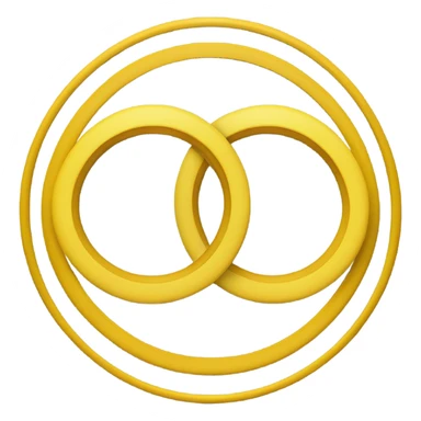two overlapping circles in a rich yellow color (#FFD700). The circles should be identical in size and overlap by about 30-40% in the center, creating a vesica piscis shape. The design should be clean and minimal with a solid fill sticker