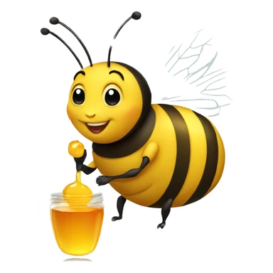 a happy and fat bee drinking honey sticker