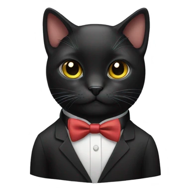 black cat wearing bow tie sticker