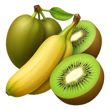 banana between 2 kiwis, kiwis are on the bottom sticker