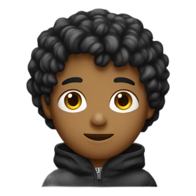 Un garçon avec un pull noir et une puddle part cheveux noir sticker