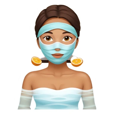 Lady with face mask spa beauty full face relaxing sticker