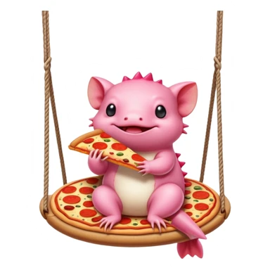 Axolotl Eating Pizza On A Swing sticker