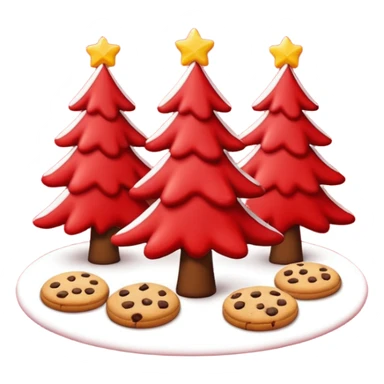 Christmas wallpaper with emoji trees cookies chilling all in red colour sticker