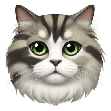 Brown, black stripes, white patches,  Persian cat with green eyes sticker