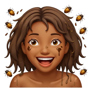 Fille en caca habillée en caca qui pu et pleure de rire avec des mouches autour sticker