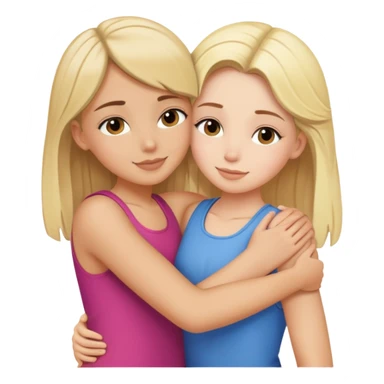 blonde girl hugging a brunette girl.they’re best friends  sticker