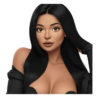 realistic girl with black hair sticker