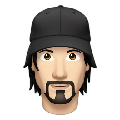 short haired clean shaved keanu reeves with a black addidas cap sticker