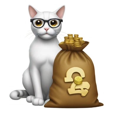 cat in brutal glasses with a bag of пщдв coins sticker