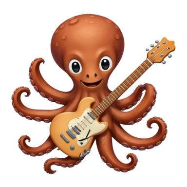 happy octopus with multiple arms playing guitar sticker