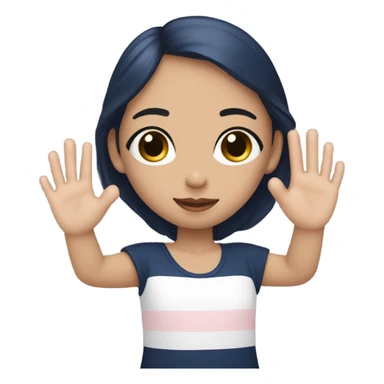 Girl with color palet of light pink beige navu blue and white kissey face and heart hands sticker