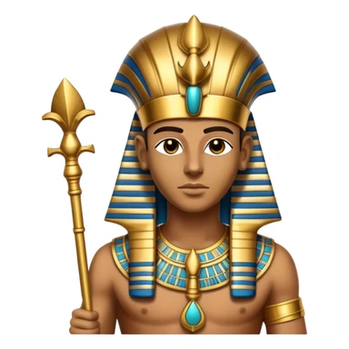 ancient Egyptian pharaoh with golden headdress and ceremonial staff sticker