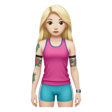 girl with long blonde hair and tattoos and an athletic ginger girl colorful clothes sticker