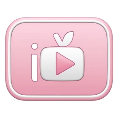 Símbolo do YouTube em tons rosa claro e branco com contorno branco, efeito adesivo, estilo emoji de iPhone. sticker