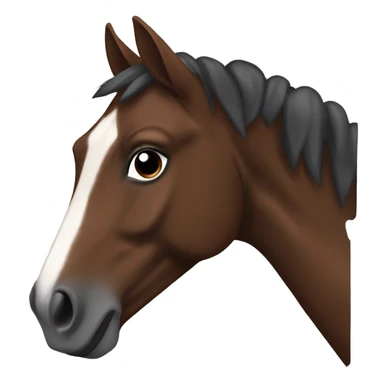 make a brown horse with a white stripe on the forehead and broken brown almost black hair and he is dark brown on the nose and it should look like a sticker sticker