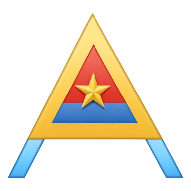 A flag inspired by the Catalan independence flag (the Estelada Blava): five horizontal red stripes alternating with yellow stripes, a blue triangle on the left side pointing to the center, and inside the triangle a single white five-pointed star. sticker