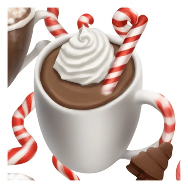Hot cocoa with whip cream  and a peppermint stick  sticker
