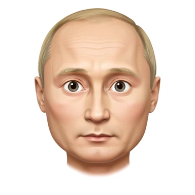 Photorealistic portrait of Vladimir Putin, 4K quality, round face, extremely detailed and realistic, cool and confident look, smooth and polished, neutral background sticker