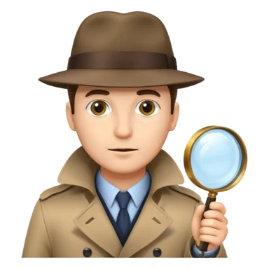a detective man with hat and holding magnifying glass sticker
