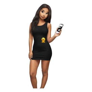 Girl taking a selfie full body black bodycon dress sticker