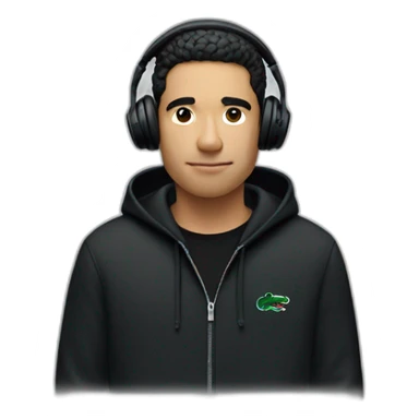 Lacoste headphone latin guy with black lacoste hoodie sticker