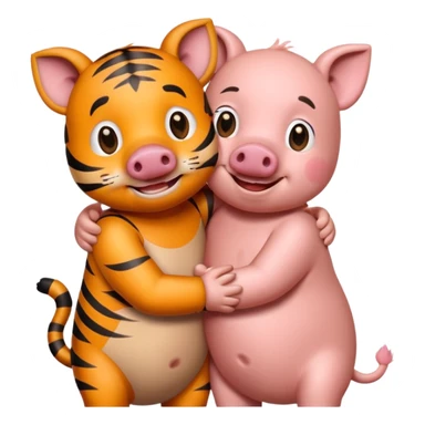 tiger and piggy hugging  sticker