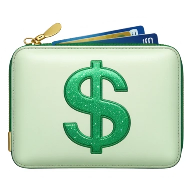 glitter white wallet green symbol $ sticker