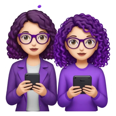 You can create two girls enjoying a concert, one brunette with purple highlights straight hair , the other brunette with curly hair and glasses. With purple lights around them.   sticker