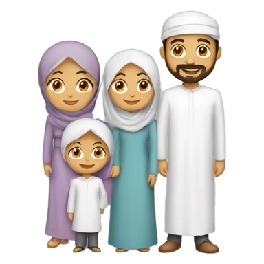 muslim family father mother two sons one daughter sticker