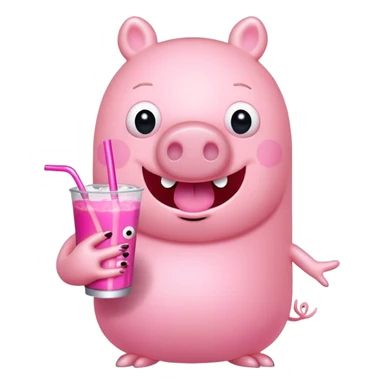 Peppa Pig with long fashionable nails, holding a monster drink. sticker