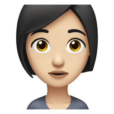 Pale woman black hair sad and frowning and heart broken sticker