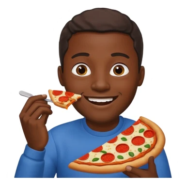 black man eating pizza  sticker