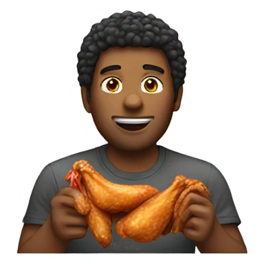 A men eating a chicken wing sticker