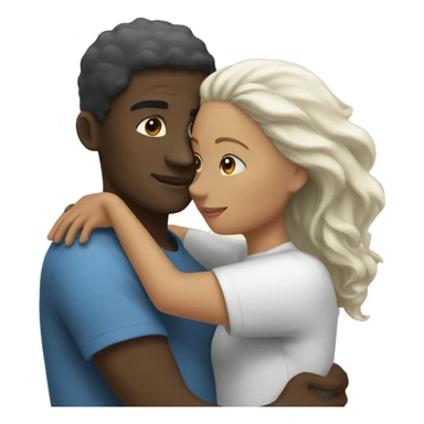 black man and white woman hugging sticker