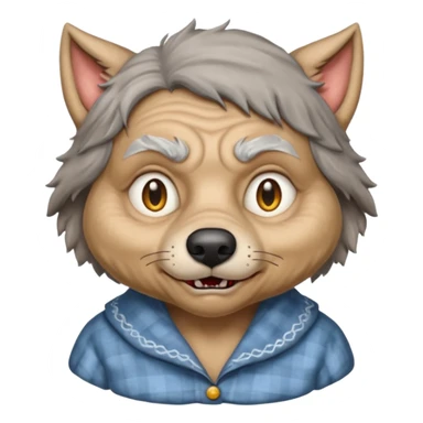 The big bad wolf is wearing Grandma's clothes, yet its face still looks like a wolf's. sticker