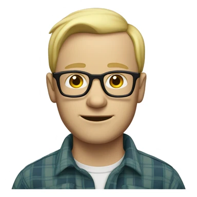 blond balding man with glasses, wearing a flannel shirt, pale skin, faint wrinkles sticker