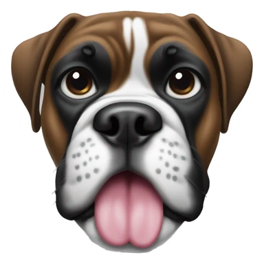 black and white boxer dog face with tongue sticking out sticker