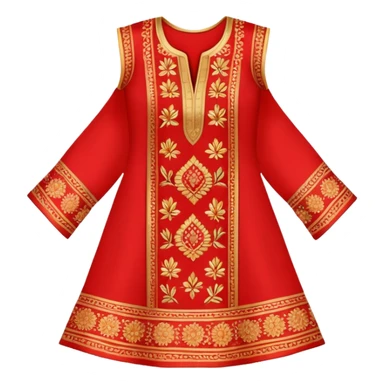 Traditional embroidered women's kurti in red color with gold patterns sticker